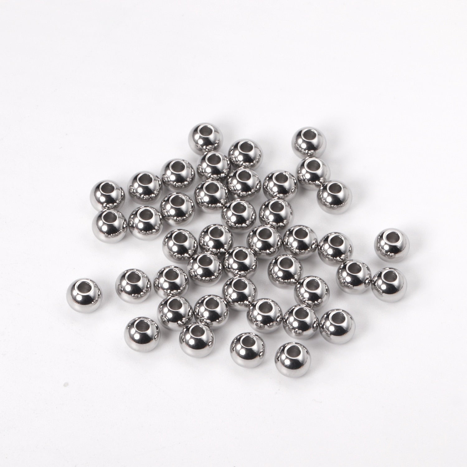 ASON 100Pcs/Lot 316L Stainless Steel Spacer Beads Loose Ball Silver Gold Rose Gold Color DIY Necklace Bracelet Jewelry Making asonjewelry